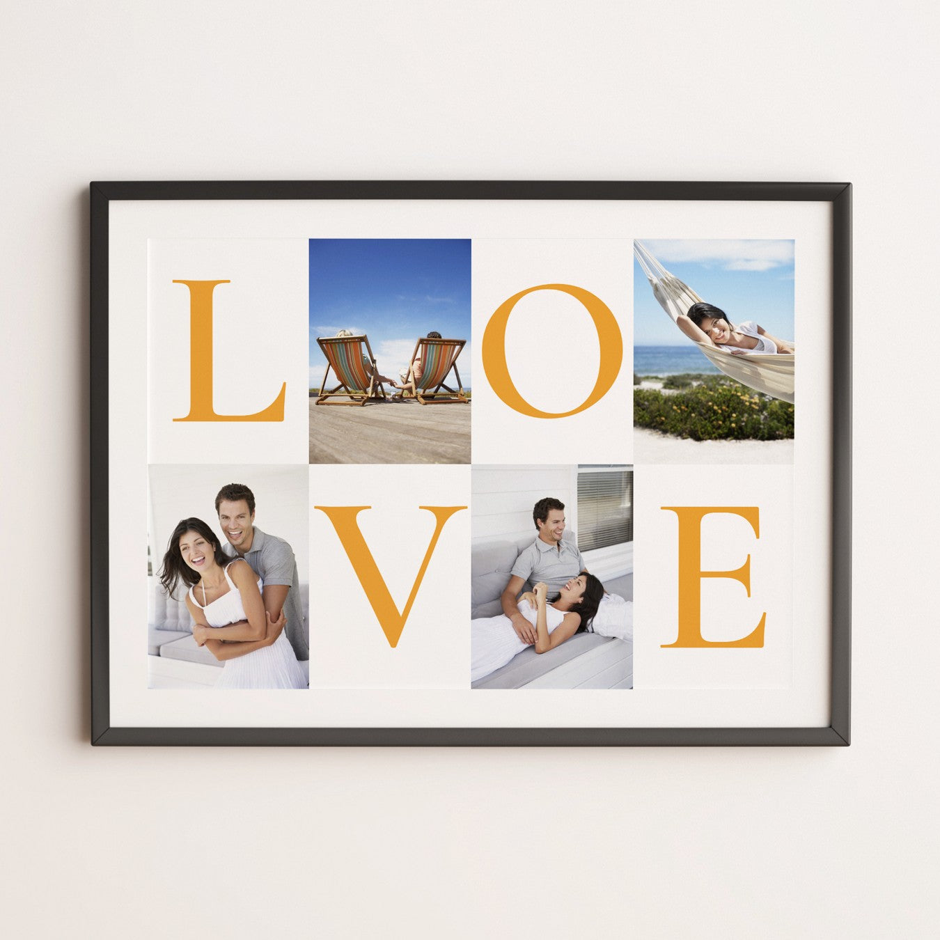 Fotokoláž s nápisom LOVE