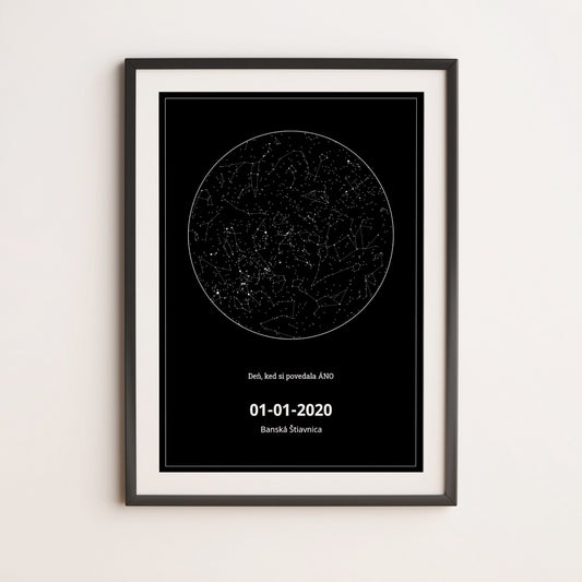 Hviezdna mapa s miestom a dátumom