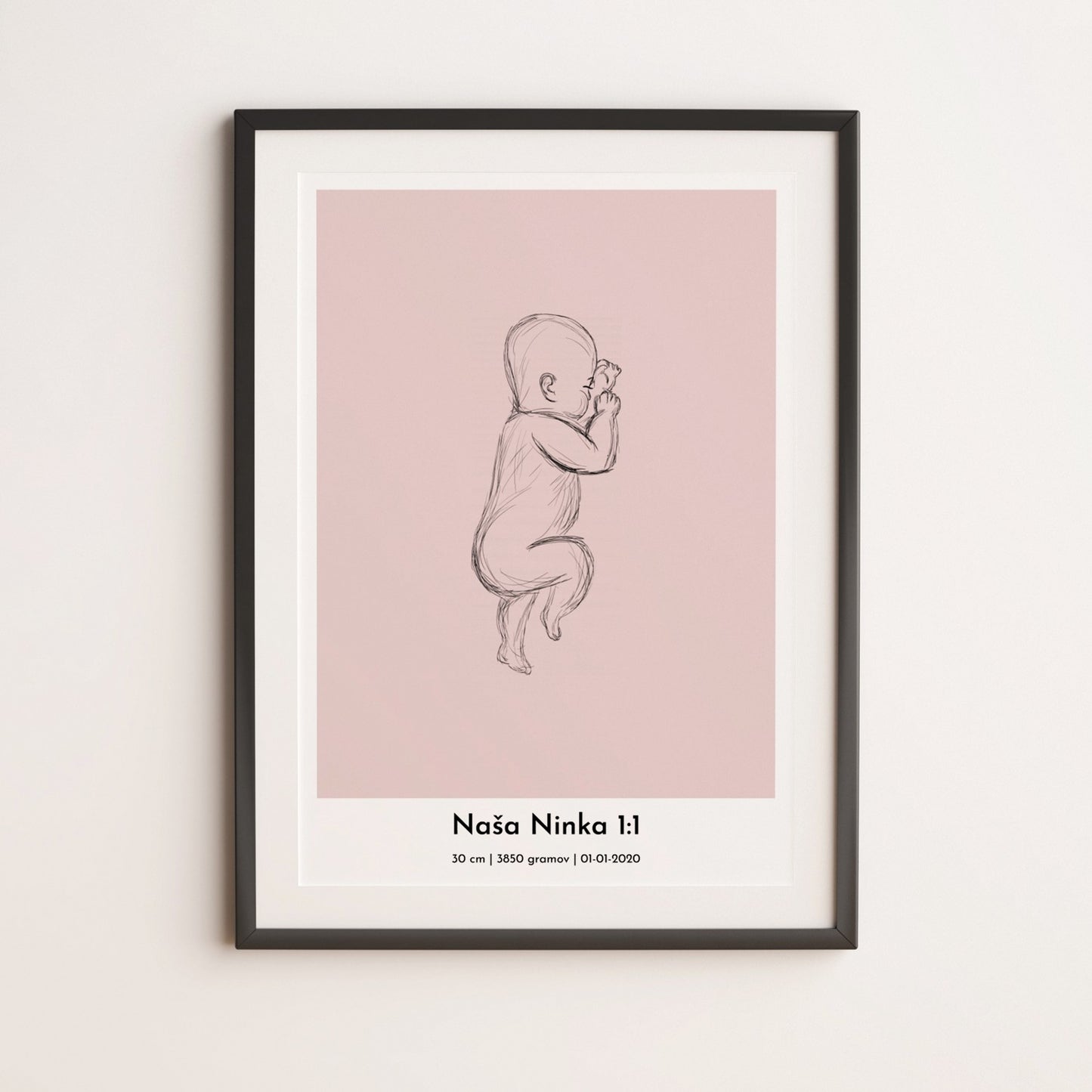 Kresba dieťatka s údajmi